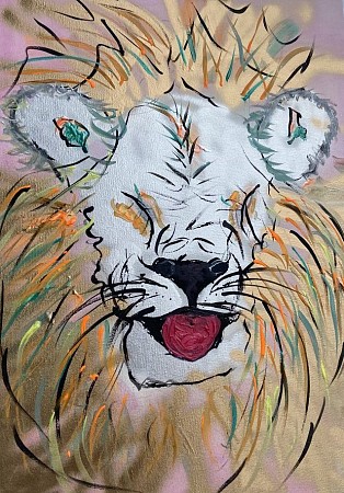 Leeuw geschilderd door Joanna Hesse